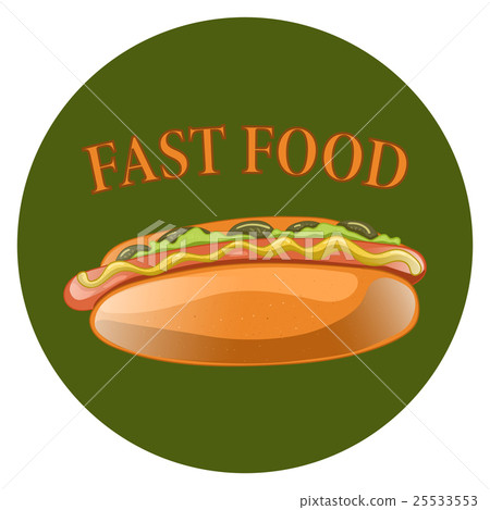 Hot Dog Cartoon Illustration. american fast food  25533553