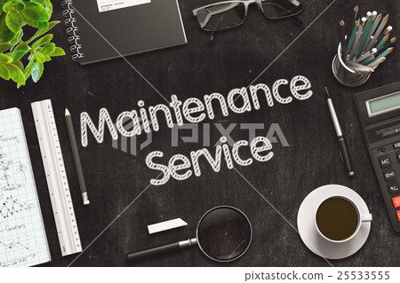 Black Chalkboard with Maintenance Service. 3D Black Chalkboard with Maintenance Service. 3D 25533555