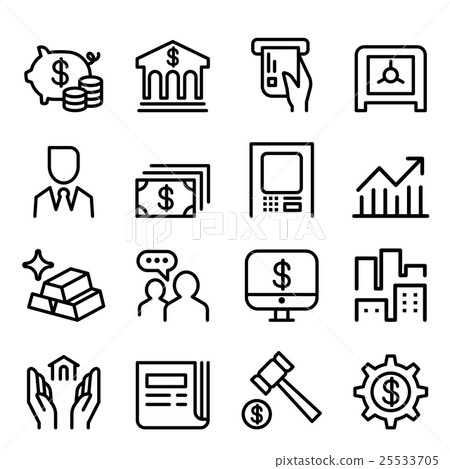 Banking & Financial icon set in thin line style Banking & Financial icon set in thin line style 25533705