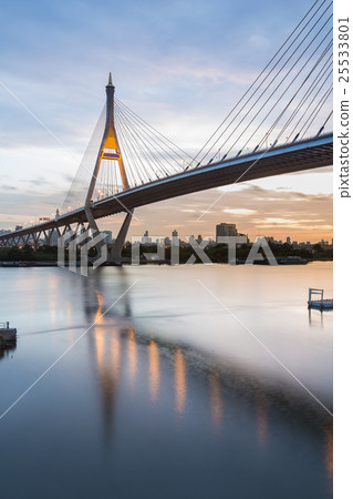 Suspension bridge cross to Bangkok city  25533801
