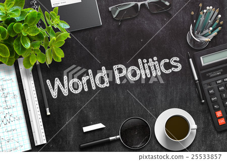 Black Chalkboard with World Politics. 3D Rendering 25533857