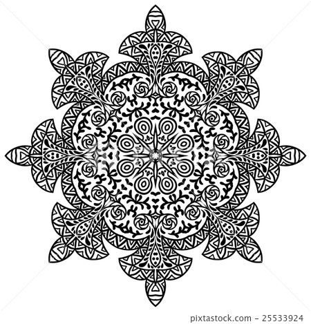 Indian ethnic round ornament. Mandala. Hand drawn 25533924