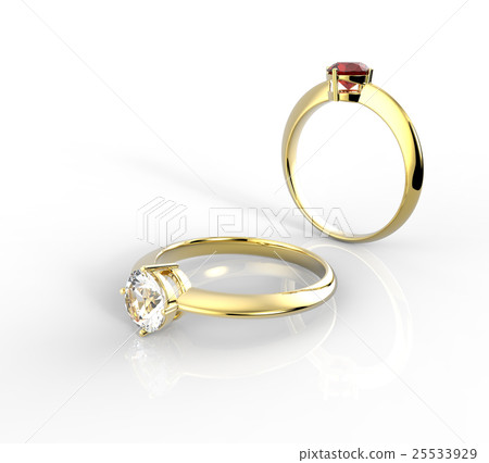 Diamond Rings. on a white background. 3D rendering 25533929