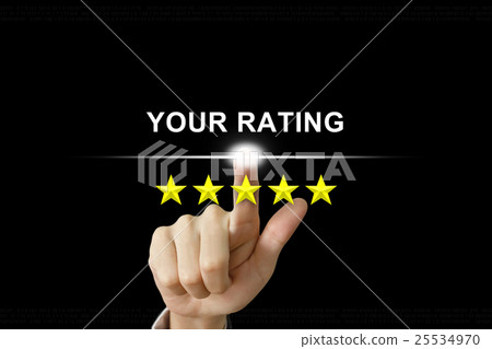 business hand pushing your rating on screen 25534970