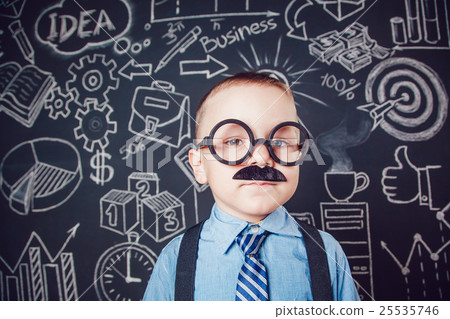 Little boy as businessman or teacher with mustache 25535746