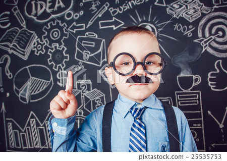 Little boy as businessman or teacher with mustache 25535753