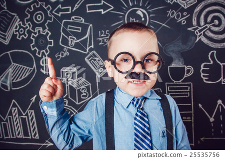Little boy as businessman or teacher with mustache 25535756