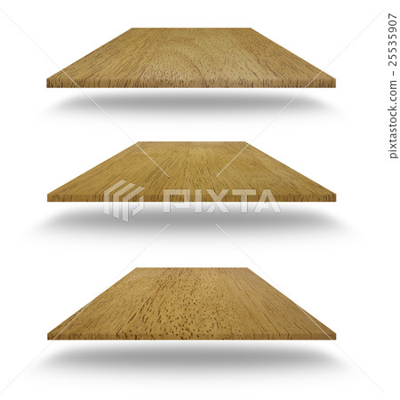 set of empty wooden shelves isolated on white set of empty wooden shelves isolated on white 25535907