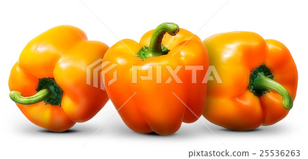 Group of orange pepper isolated on white 25536263