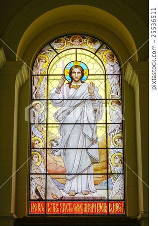 Painted glasses of Jesus in church Painted glasses of Jesus in church 25536511