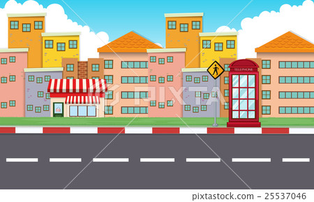 Buildings along the empty road Buildings along the empty road 25537046