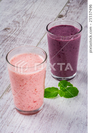 smoothie of strawberries and blackberry on a table smoothie of strawberries and blackberry on a table 25537496