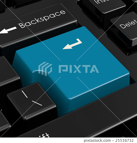 Blue enter button in black keyboard Blue enter button in black keyboard 25538732