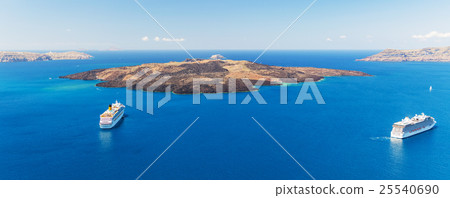 Luxury cruise ships, caldera and volcano near Fira Luxury cruise ships, caldera and volcano near Fira 25540690
