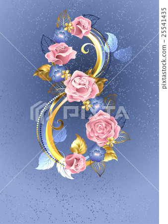 Eight of pink roses 25541435
