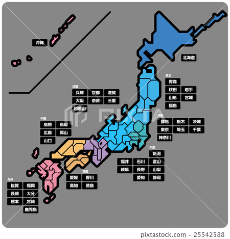 Simple Japanese short map 16 - Stock Illustration [25542588] - PIXTA