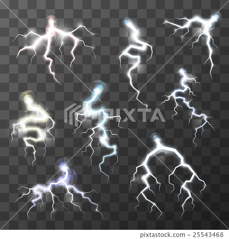 Set of bright thunderbolts on transparent Set of bright thunderbolts on transparent 25543468