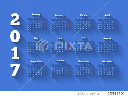 Calendar on 2017 year in modern flat design 25543501