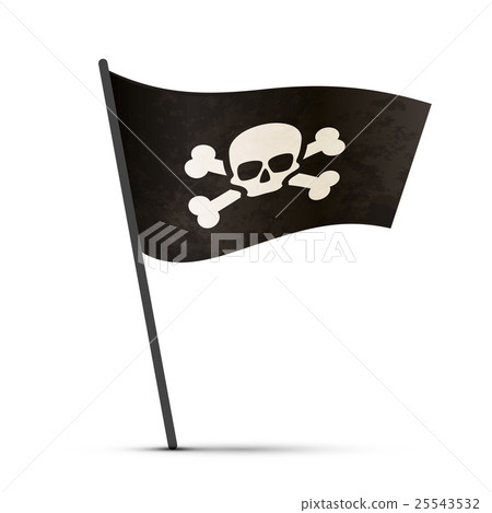 Pirate flag on a pole with shadow Pirate flag on a pole with shadow 25543532