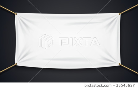 Textile banner with rope isolated on black backgro 25543657
