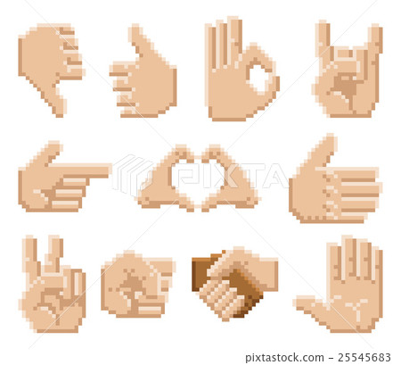 Pixel Art Hand Icons 25545683