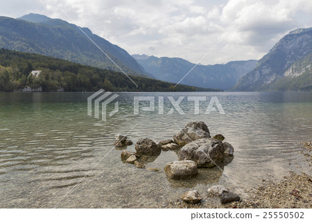 Bohinj Lake landscape and Julian Alps, Slovenia. Bohinj Lake landscape and Julian Alps, Slovenia. 25550502
