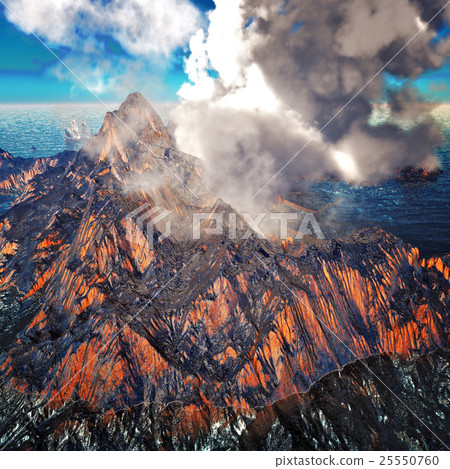 Smoking caldera of the volcano 3d rendering Smoking caldera of the volcano 3d rendering 25550760