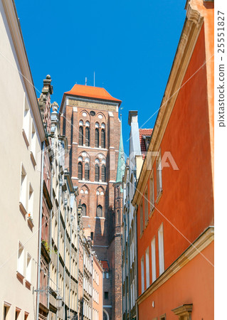 Gdansk. Old medieval street with colored facades. Gdansk. Old medieval street with colored facades. 25551827
