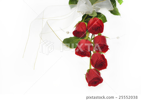 Flowers tied with white ribbon on white 25552038