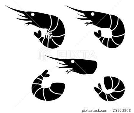 Shrimp and prawn icons, vector object 25553868