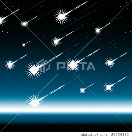 Blue night sky with shooting stars. 25554383