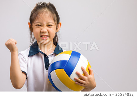 Child Holding Volleyball, Isolated on White Child Holding Volleyball, Isolated on White 25554852