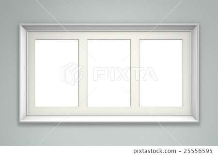 White picture frame on gray wall 25556595