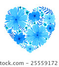 Watercolor heart of flowers. 25559172