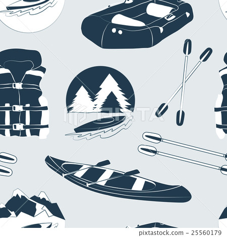 Rafting and kayaking icons collection pattern Rafting and kayaking icons collection pattern 25560179