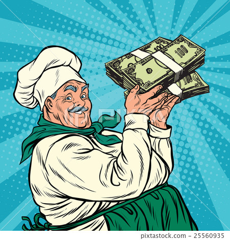 Retro chef with a bundle of money 25560935