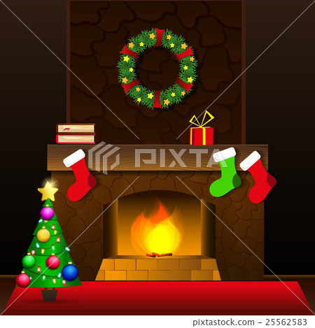 Christmas fireplace card Christmas fireplace card 25562583