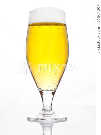 Glass of beer cider with foam golden color white Glass of beer cider with foam golden color white 25564307