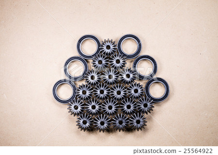 Gears and bearings,mechanical component background Gears and bearings,mechanical component background 25564922