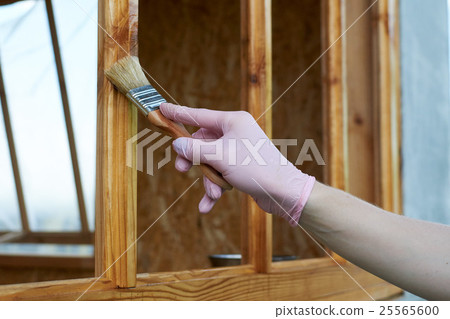 hand in pink glove latex paint frame paint 25565600