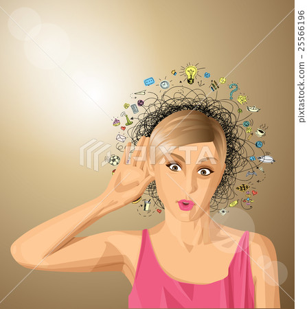 Vector woman overhearing something 25566196