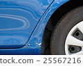 Scratch of a blue car, a dog 25567216