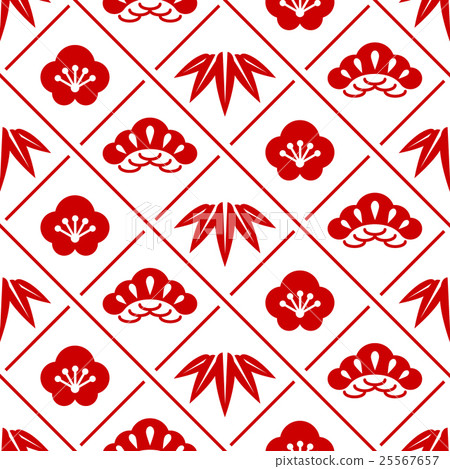 松竹梅花紋10紅白色 25567657