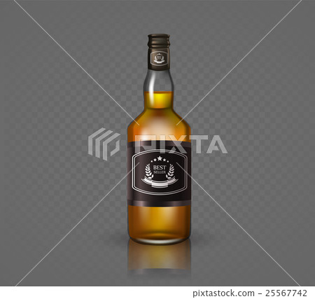 Glass brandy  bottle with screw cap, isolated on 25567742