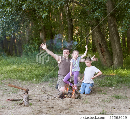 people camping in forest, family active in nature people camping in forest, family active in nature 25568629