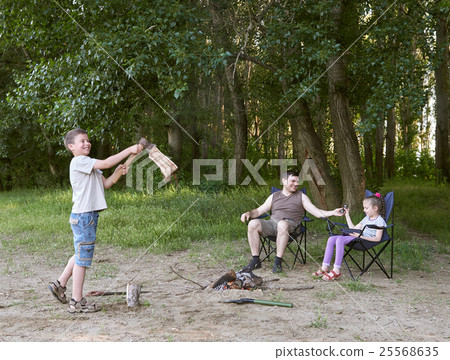 people camping in forest, family active in nature people camping in forest, family active in nature 25568635
