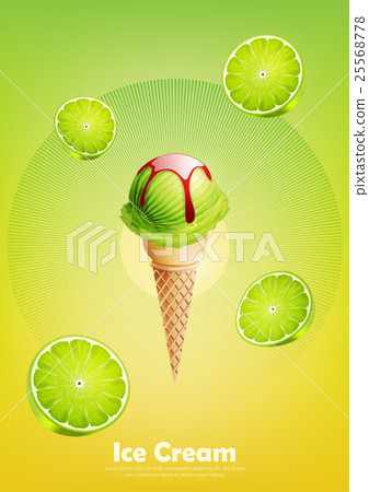 Lime ice cream cone, Pour strawberry syrup Lime ice cream cone, Pour strawberry syrup 25568778
