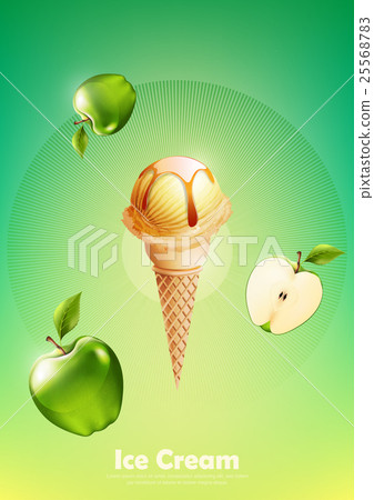 Green apple ice cream cone, Pour apple syrup Green apple ice cream cone, Pour apple syrup 25568783