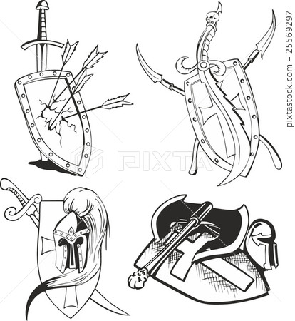 tattoo sketches of knight shields with blades tattoo sketches of knight shields with blades 25569297