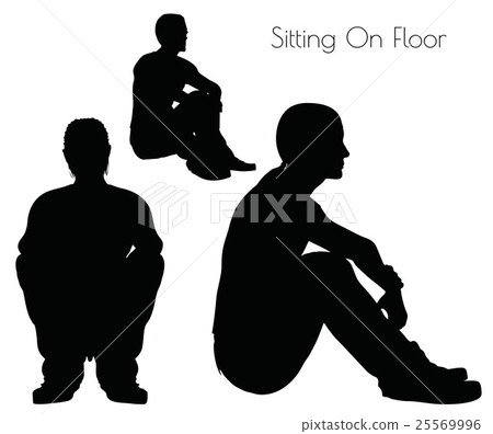man in Sitting On Floor  pose on white background 25569996